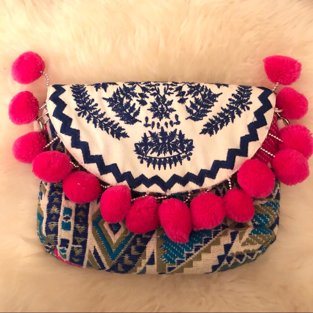 Purse with Pom Poms